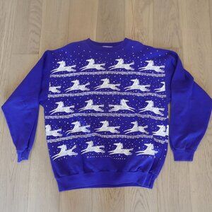 Vintage 90s Marci Lipman Unicorn All Over Print Sweatshirt Made in Canada OS